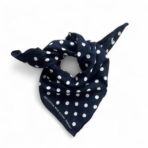 Y2K Navy and White Polka Dot Bandana